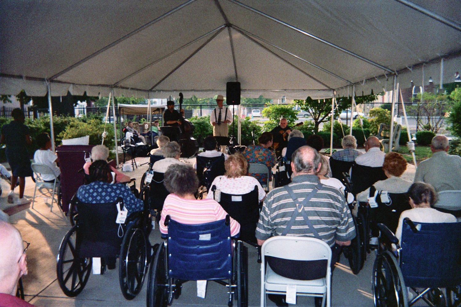 The crowd under the tent at the July 4th Homeland Center event
