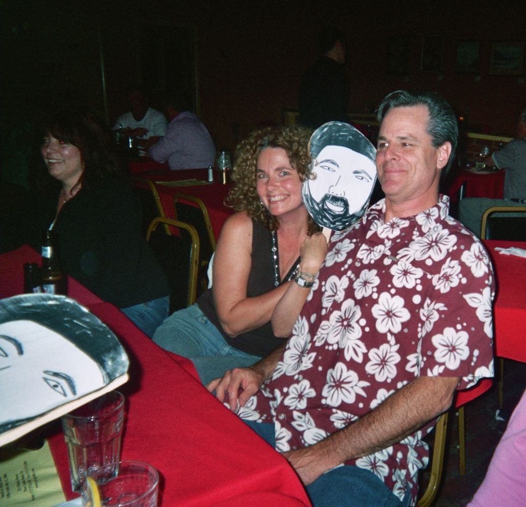 The Southworths ...Steve and Kris having some fun with a Wise Guy cut-out
