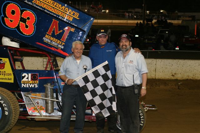Walt Bigler, Scott Snyder, and the Wise Guy in victory lane at Silver Spring Speedway
