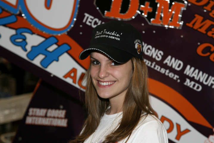 Driver Jessica Morrison
Jessie will be driveing Sprint cars in 2006...notice the Dirt Trackin' hat!
